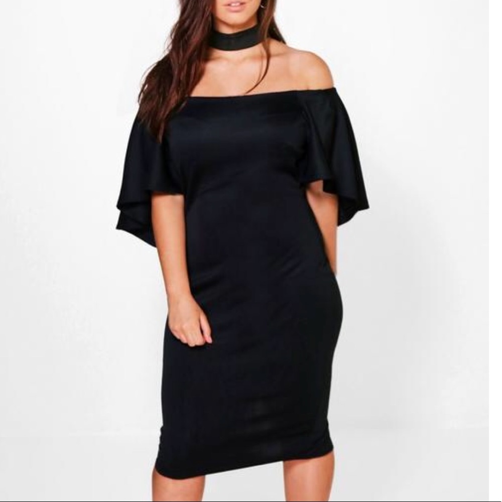 Black boohoo party dress